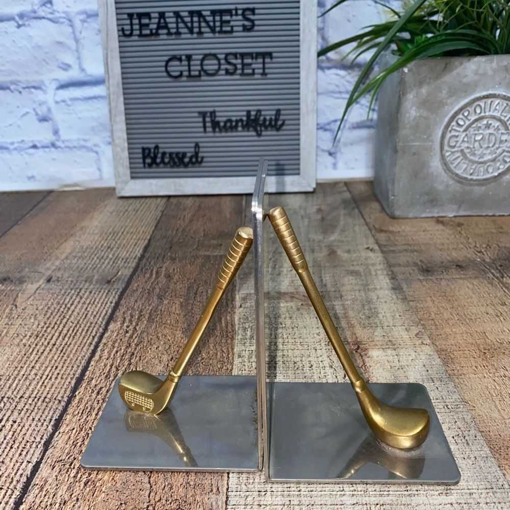 Vintage penco Golf Book Ends Golf Club metal